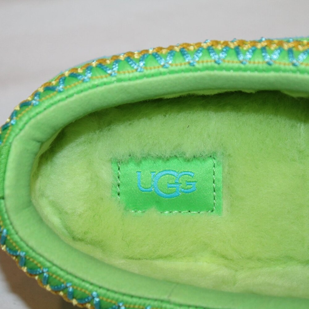 UGG YOUTH 4 WOMEN'S 6 TAZZ SUEDE SHEARLING LINED SLIPPERS GREEN BLUE - Picture 6 of 9